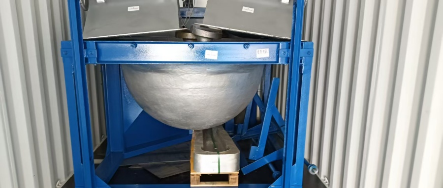 Finished aluminum dross separator machine packed inside a container for transport.